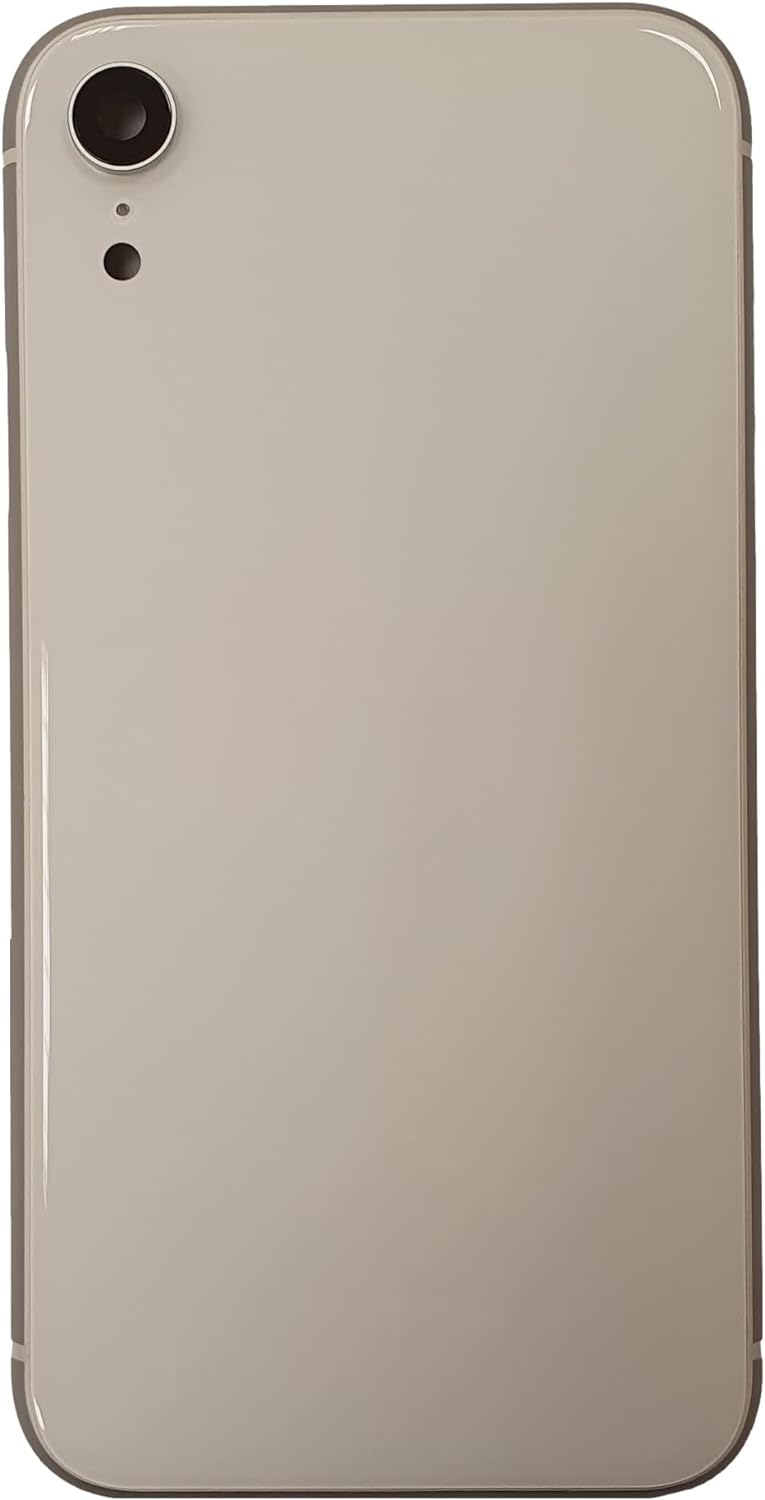 Smartex® Backcover aus Glas + Rahmen kompatibel mit iPhone XR | Rückseite Cover + Frame (Weiss) XR W