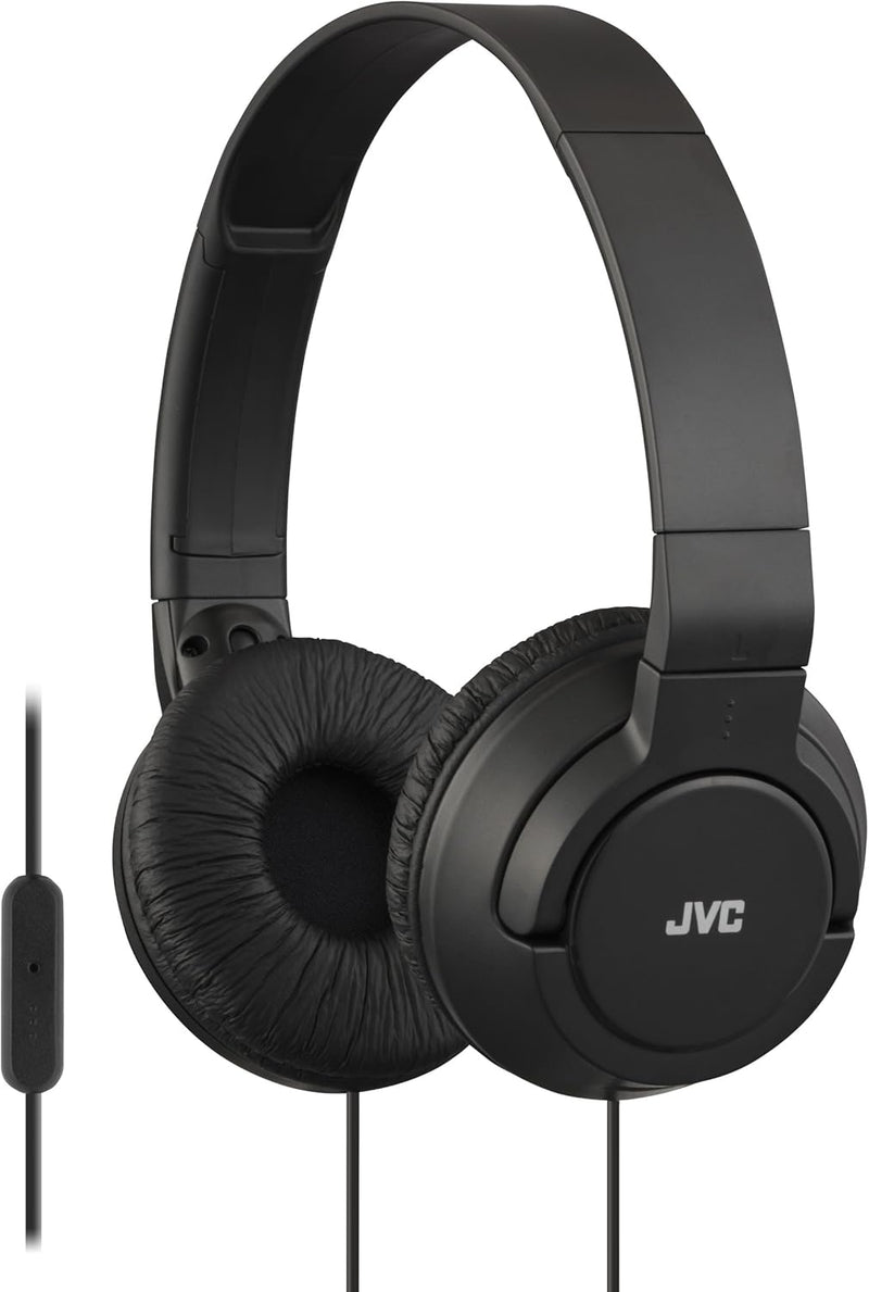 JVC HASR185B Kopfband mit Mikrofon, leicht, flach, faltbar, Schwarz, schwarz