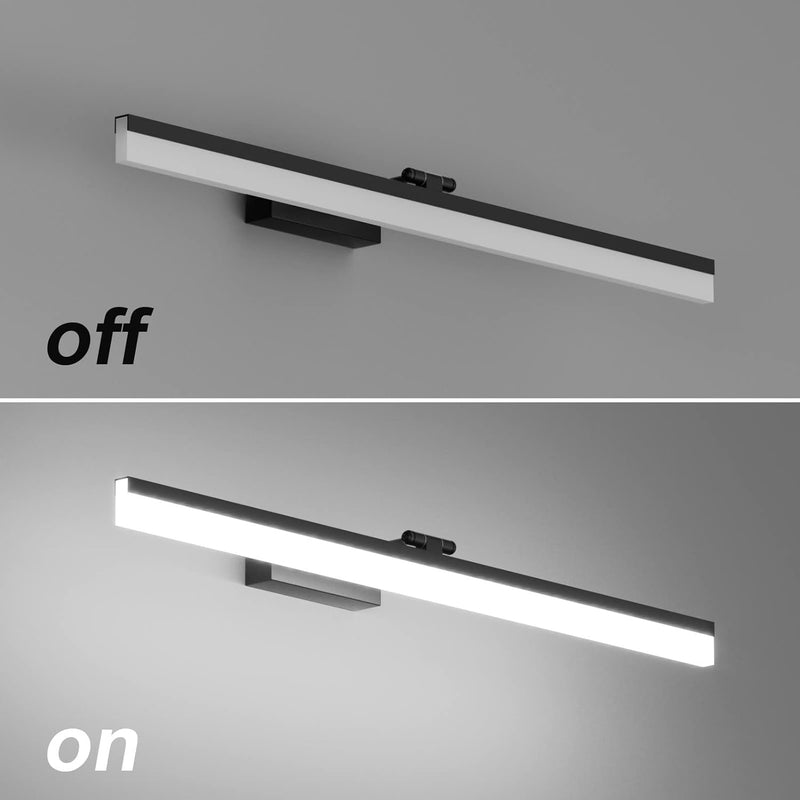 Klighten LED Spiegellampe Badezimmer 18W 1170Lumen, 80cm Schwarz Spiegelleuchte Bad, 180 Grad Einste