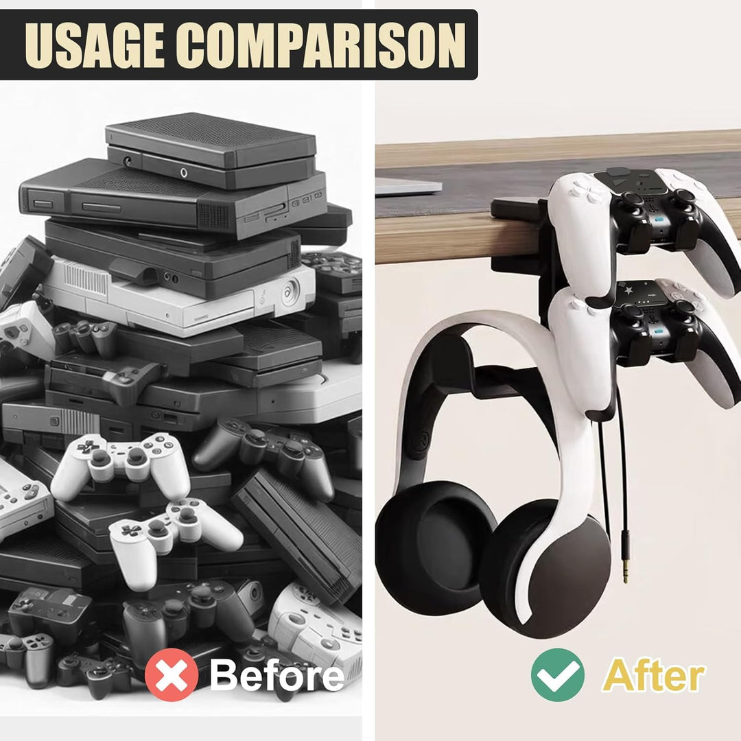 Headset Und Controller Halterung, Controller Halter With Griffhalter Kabelhalte 360° Drehbarer Gamin