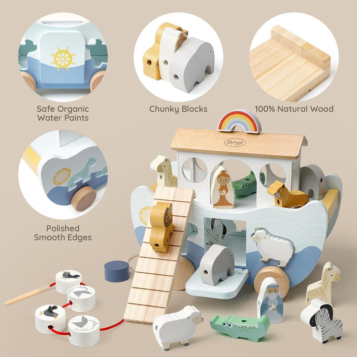 Joyreal Arche Noah Holz - Taufgeschenke für Mädchen Jungen Kinder, Geschenk Taufe, Montessori Spielz