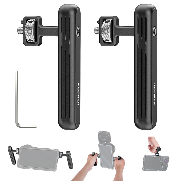 NEEWER 2er Pack drehbarer Seitengriff/Obergriff,Aluminiumgriff nur für iPhone 15 Samsung S22 S23 Tel