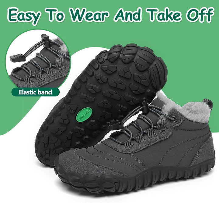 SAGUARO Kinder Winter Barfussschuhe Winterschuhe Warme Gefüttert Wanderschuhe Leicht rutschfest Wint
