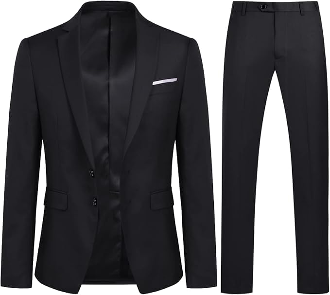 YOUTHUP Herren 2 Teilig Anzug Modern Slim fit Anzüge Einreiher Anzugsjacke Anzughose Business Hochze