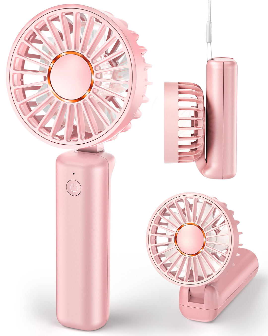 Tragbarer Handventilator, Mini-Schreibtischventilator Faltbar 1800mAh, 180° Rotation, 3 Geschwindigk