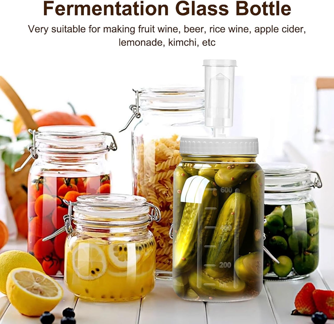 LUPATDY 2 Stück Fermentierglas 1L/32oz, Fermentiergläser mit Gärventil, Breiter Mund Fermentiergläse