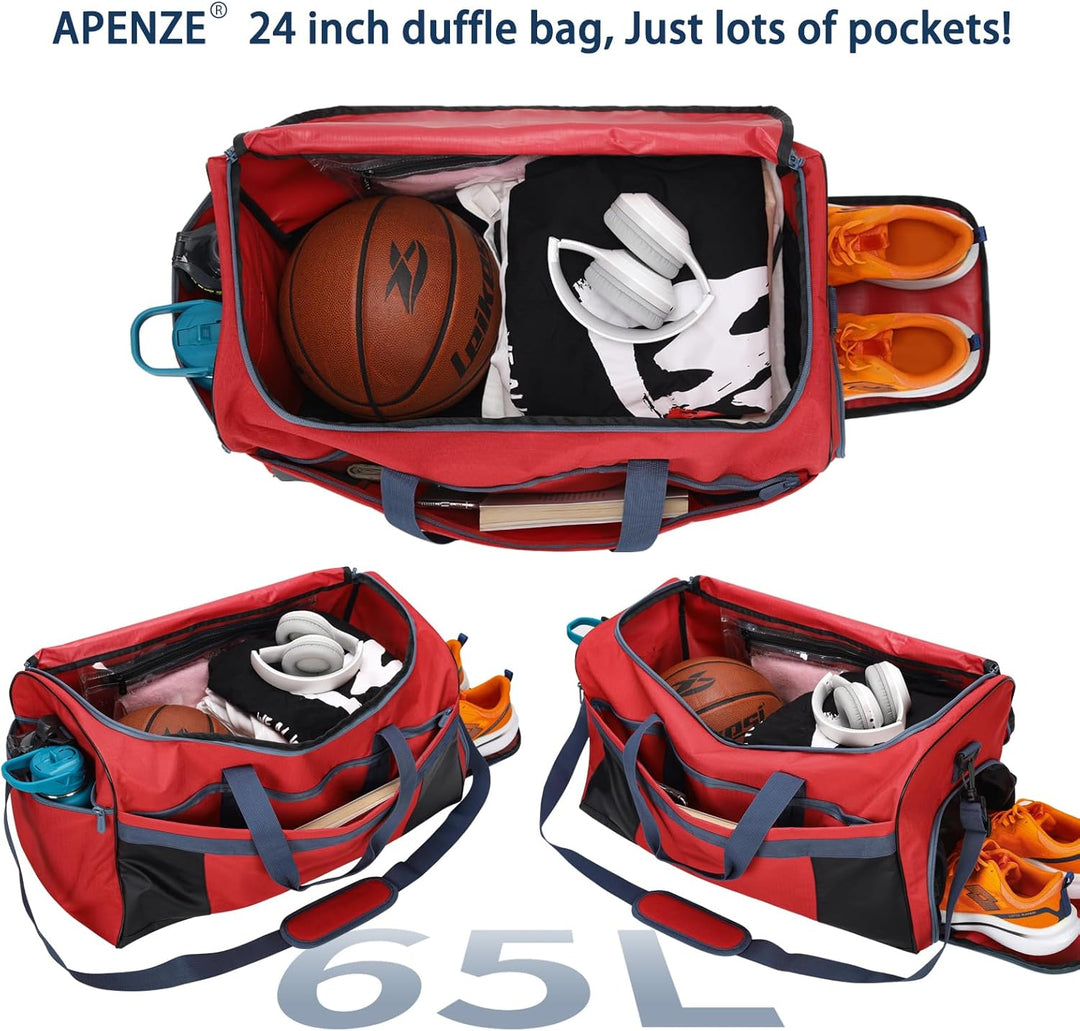Apenze 65L Sporttasche & Reisetasche Herren Gross - mit Schuhfach und Nassfach - Gym Bag Tasche für