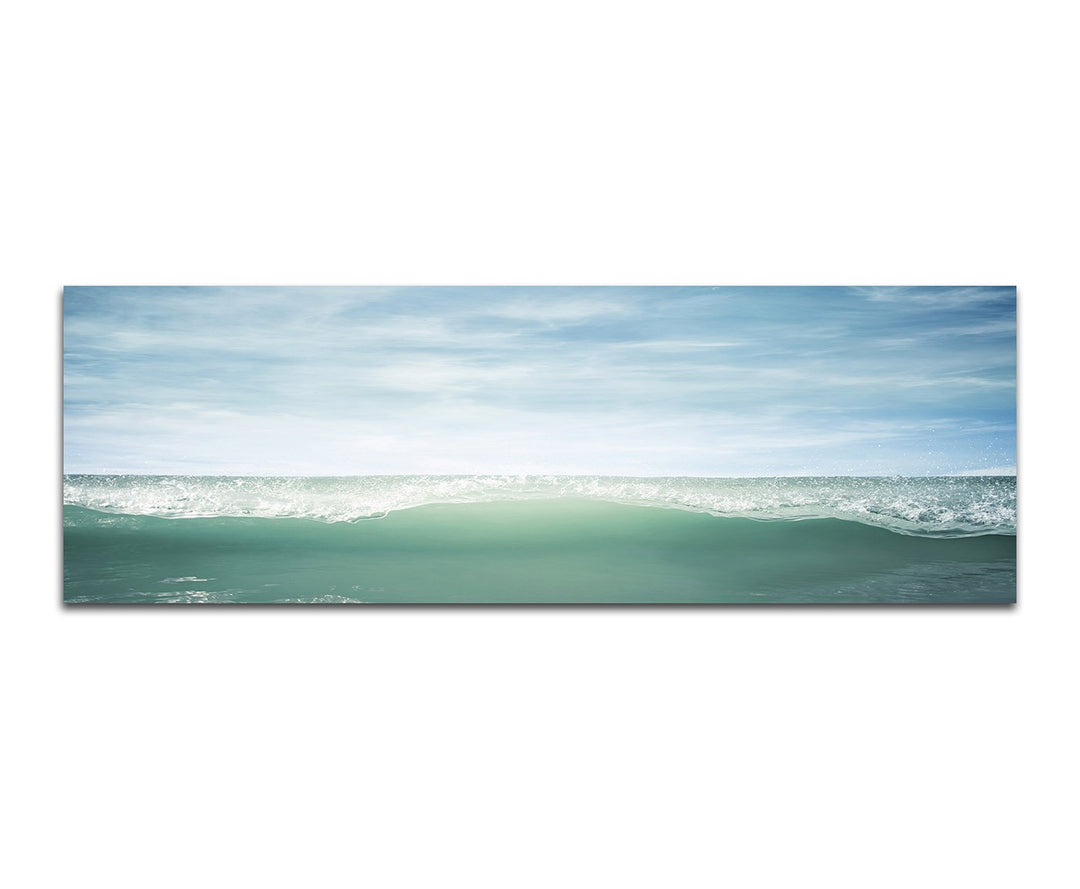 Paul Sinus Art Panoramabild auf Leinwand und Keilrahmen 150x50cm Meer Wellen Horizont Himmel Vintage