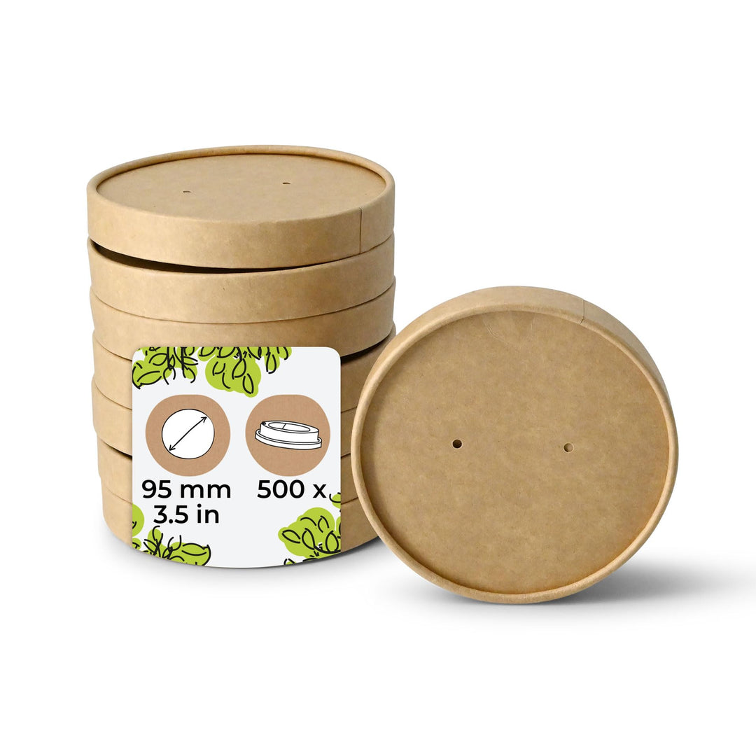 BIOZOYG Bio Einweg-Becher-Deckel für Bio Speisebecher Ø 95mm I Kompostierbare Becher Einweg Deckel &amp;