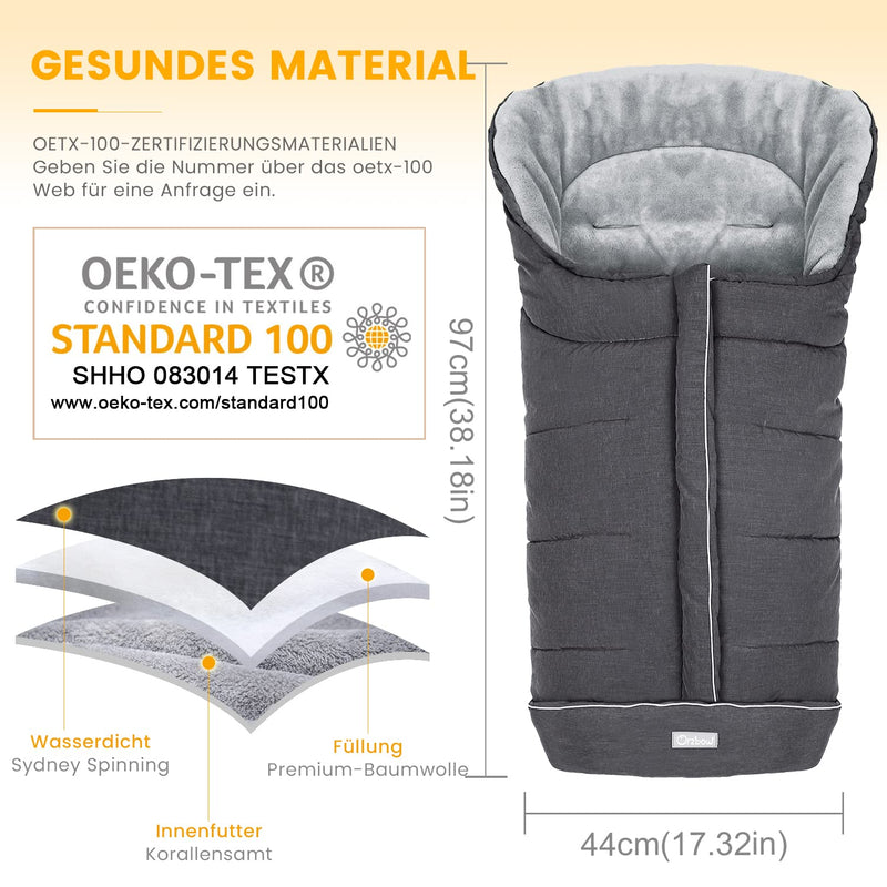 Orzbow Fusssack für Kinderwagen Buggy,Baby Fusssack Schlafsack,Babyfusssack für Babyschale,Winterfus