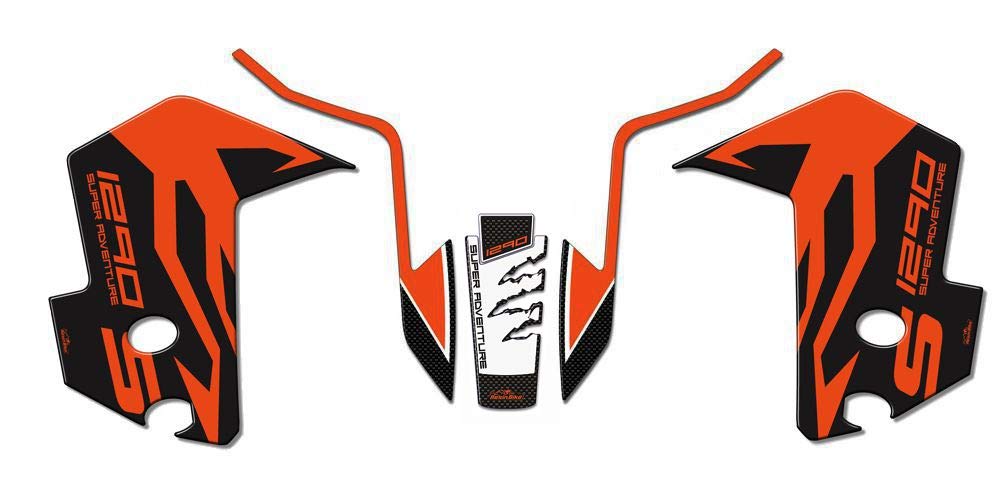 Resin Bike Aufkleber für Motorrad Kompatibel mit KTM 1290 Super Adventure S 2017 2020 Schwarz. Seitl