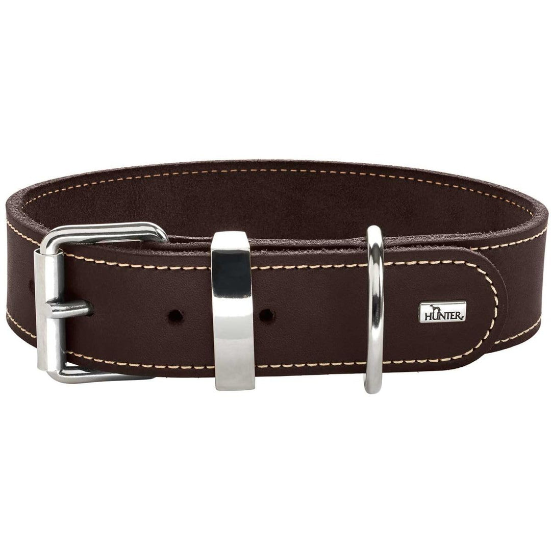 HUNTER AALBORG SPECIAL Hundehalsband, Leder, strapazierfähig, komfortabel, 55 (M), dunkelbraun dunke