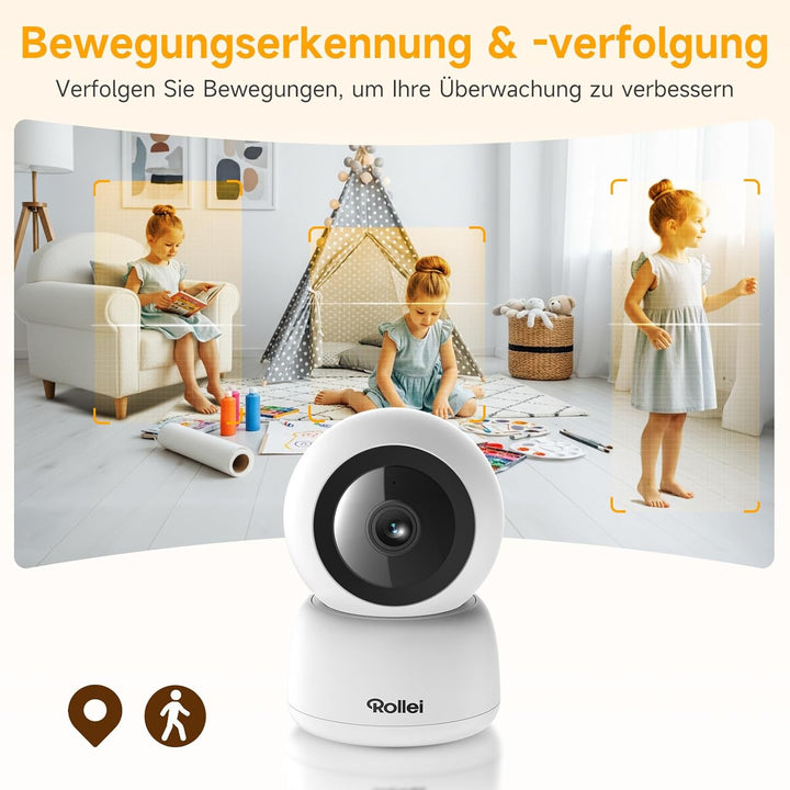 Rollei Indoor Security Cam IPC-88 - Full-HD 1080p, Bewegungsverfolgung & Nachtsicht, App- & Sprachst