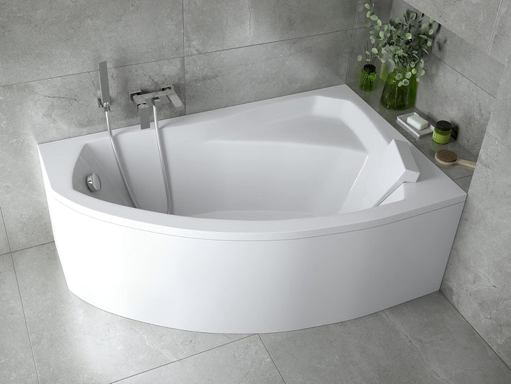 BADLAND Badewanne Original Weiss Acryl Wanne Eckbadewanne RIMA 140x90 Rechts KOMPLETTSET SET mit Wei