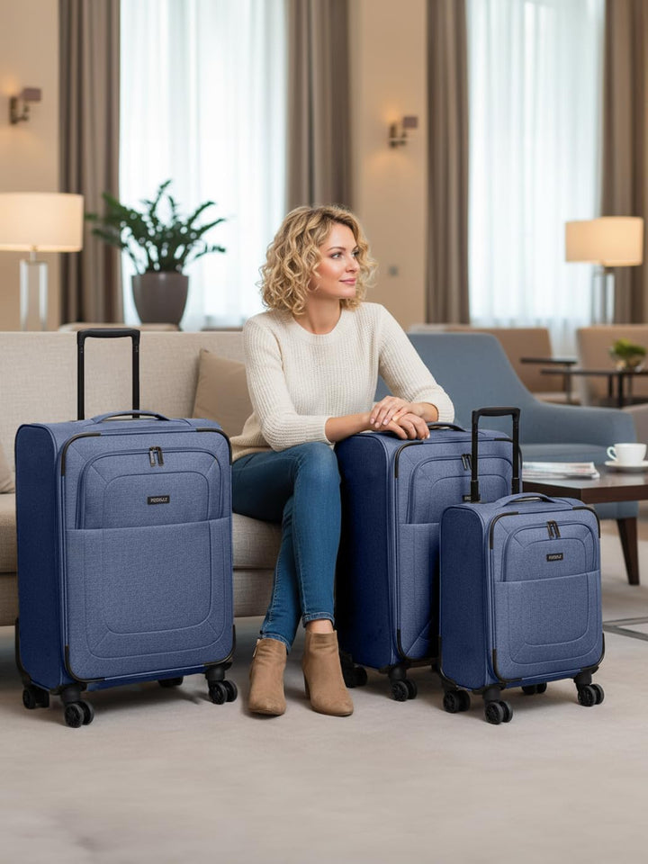 REDOLZ Koffer-Set 3-teilig für Damen & Herren | leichte & stabile Reise-Trolleys, hochwertiges Softc