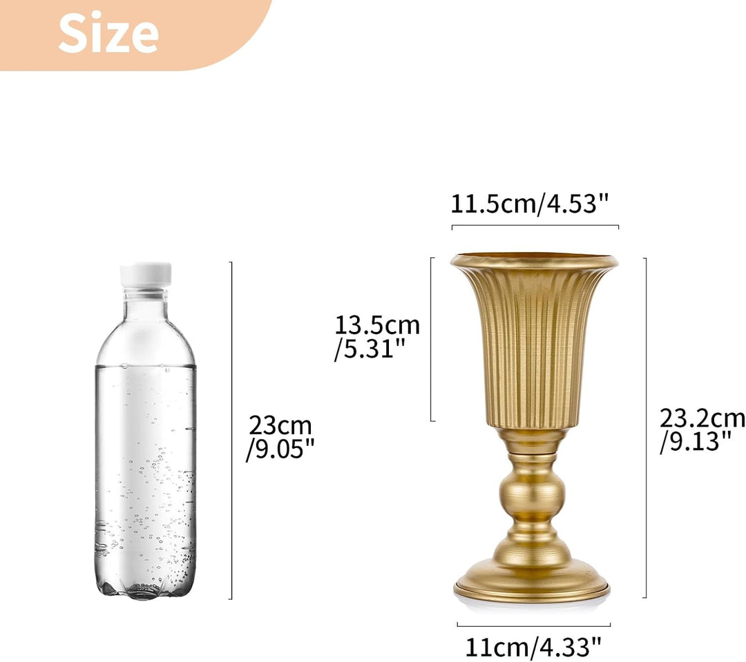 NUPTIO 2 Stück Geblühte Metall Trompetenvase Elegante Vase mit Mittelstücken für Hochzeitsfeiern, 23