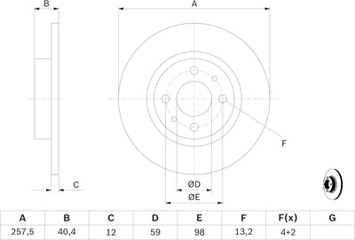 Bosch BD283 Bremsscheiben - Vorderachse - ECE-R90 Zertifizierung - zwei Bremsscheiben pro Set