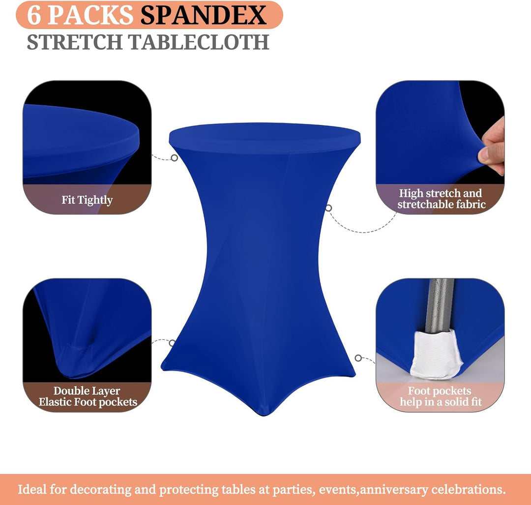Showgeous 6er-Set Stretch Stehtisch Husse für Bistrotisch Ø 80-85 cm, Stehtischhussen Verstärkung im