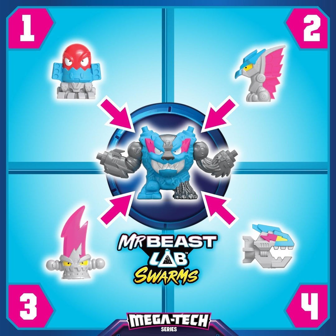 MrBeast Lab Swarms Mega‑Tech Serie: Verlasse das Labor und bereite Dich auf den Kampf vor. Sammle üb