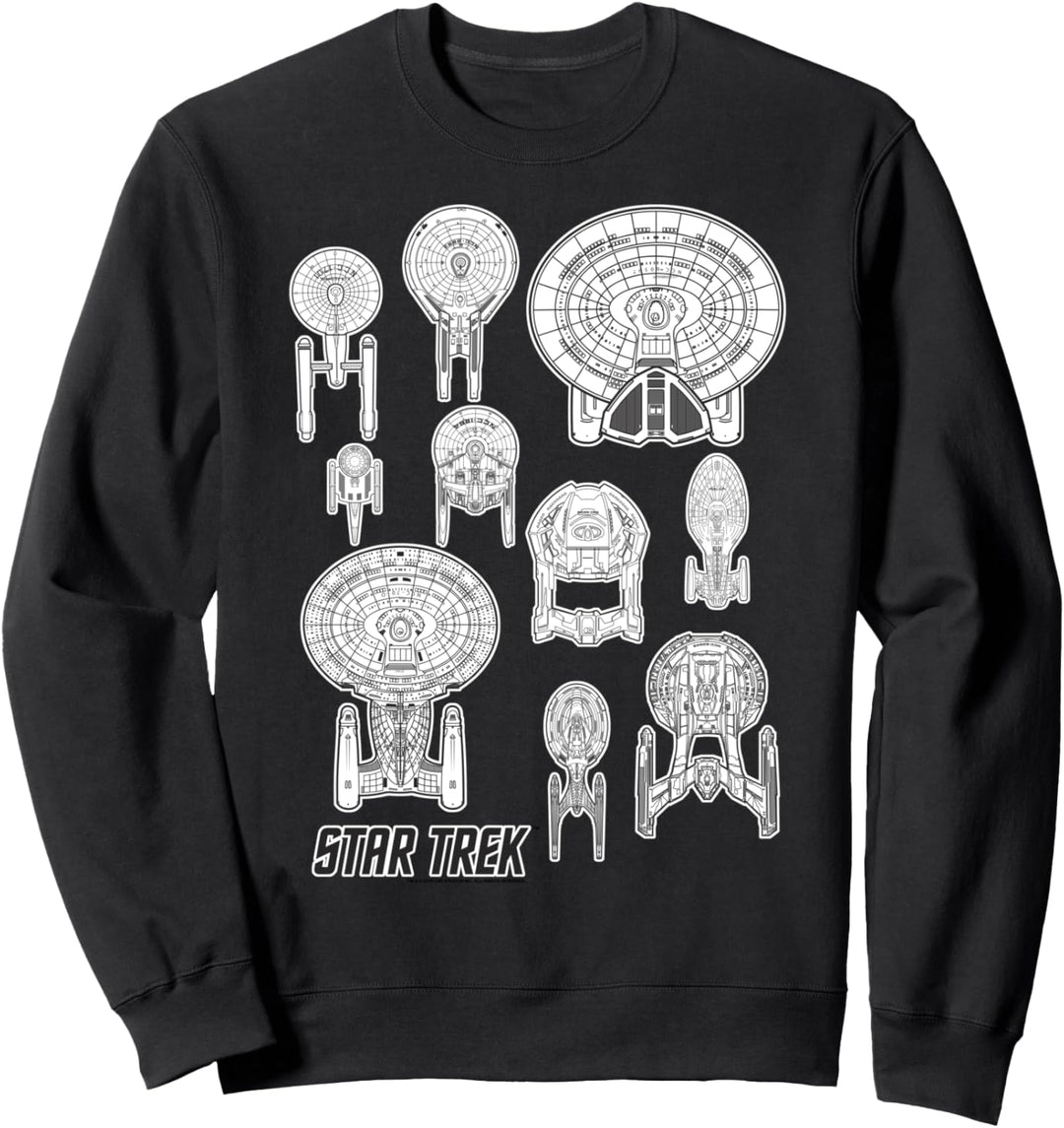 Star Trek Ships Schematics Line Up Sweatshirt