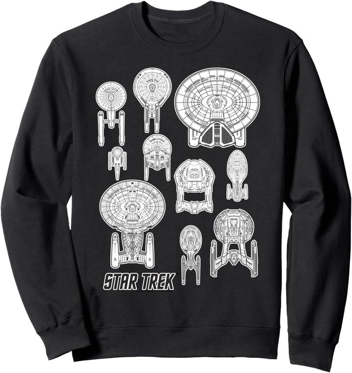 Star Trek Ships Schematics Line Up Sweatshirt
