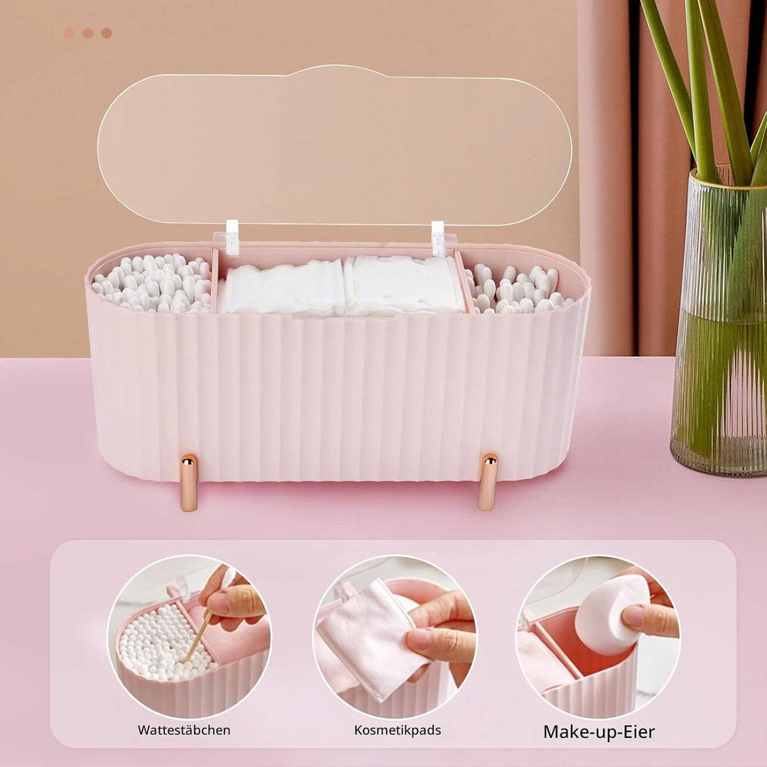 Make Up Kosmetik Organizer, Wattepads Aufbewahrung mit Deckeln, Wattestäbchen Behälter Lidschattenpi