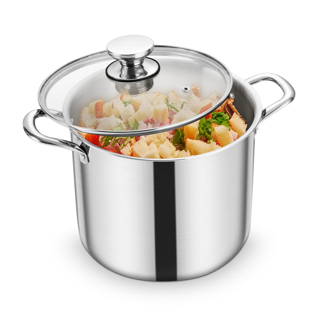 Homikit Kochtopf 9,4L, Gross Suppentopf Topf Induktion aus 3-Lagen Edelstahl für alle Herdearten, Ed