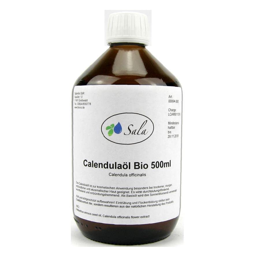 Sala Calendulaöl Ringelblumenöl bio (500 ml Glasflasche), 500 ml Glasflasche