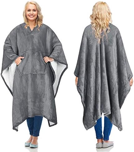 Catalonia Classy Sherpa Poncho Decke Superweiche bequeme Plüsch tragbare Fleecedecke für Erwachsene