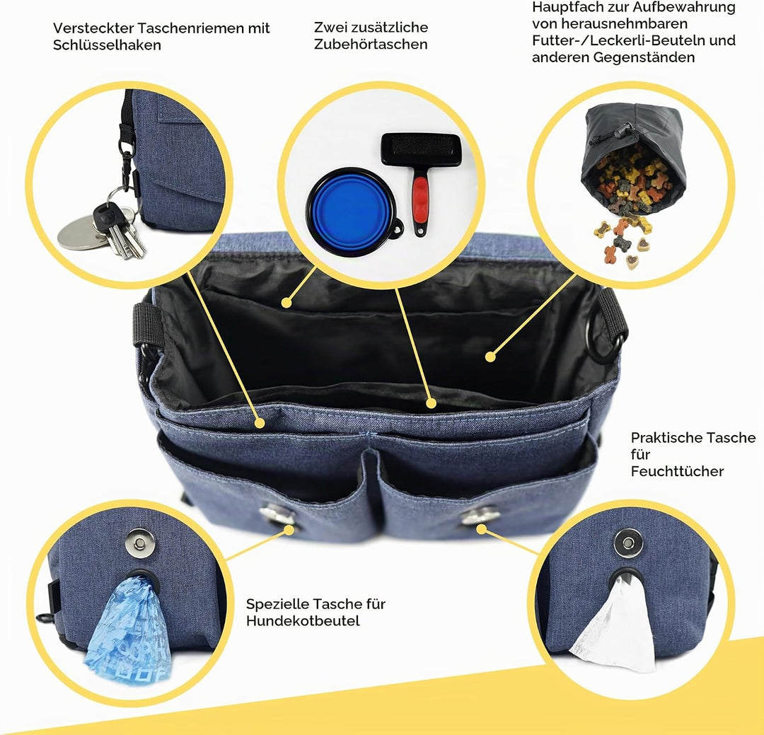 Arrivly SixWalker Gassi Tasche Hund Leckerlibeutel für Hunde mit Magnetverschluss, Praktischer Hunde