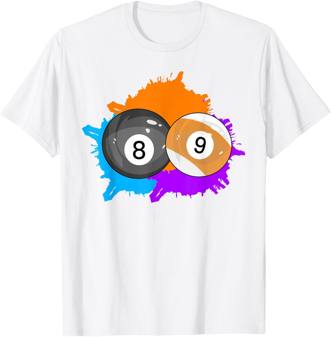 Bunte Billardbälle – schwarze Kugeln. T-Shirt
