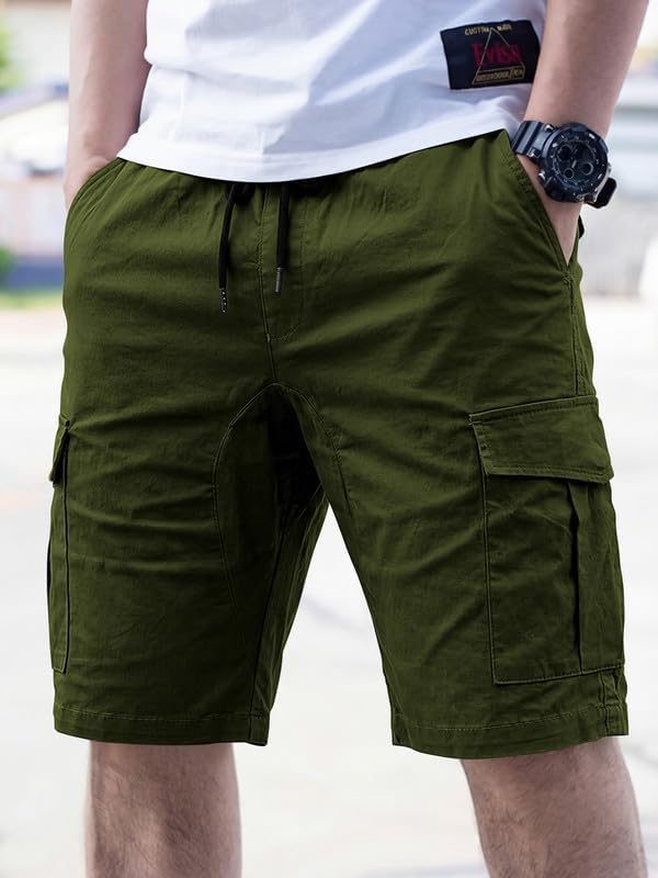 Elegancity Kurze Hosen Herren Cargo Shorts Sommer Freizeithose Kurze Elastische Taille Chino Shorts