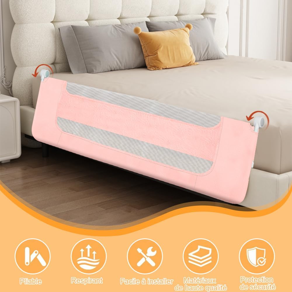 OHMG Bettgeländer,Sicherheitsgitter für Kinder,Sicherheitsgitter für Bett,höhenverstellbar,tragbar,B