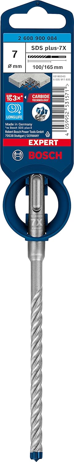 Bosch Professional 10x Expert SDS plus-7X Hammerbohrer (für Stahlbeton, Ø 7,00x165 mm, Zubehör Bohrh