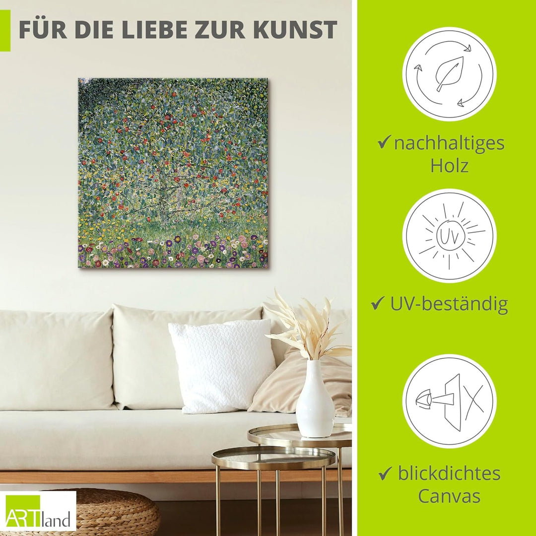 ARTland Leinwandbild Wandbild Bild auf Leinwand 40x40 cm Wanddeko Natur Pflanzen Baum Blumen Apfelba