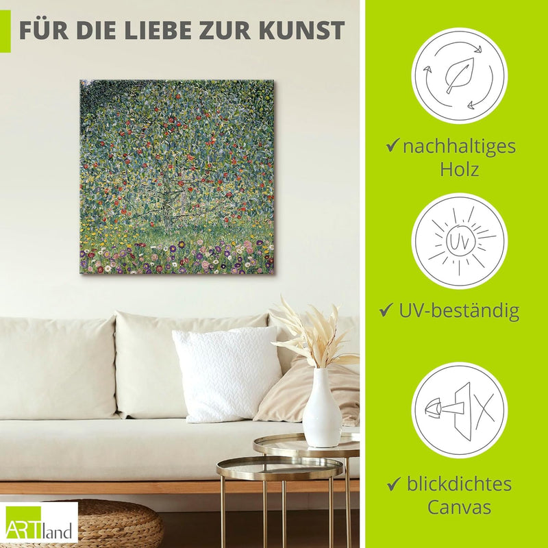ARTland Leinwandbild Wandbild Bild auf Leinwand 40x40 cm Wanddeko Natur Pflanzen Baum Blumen Apfelba