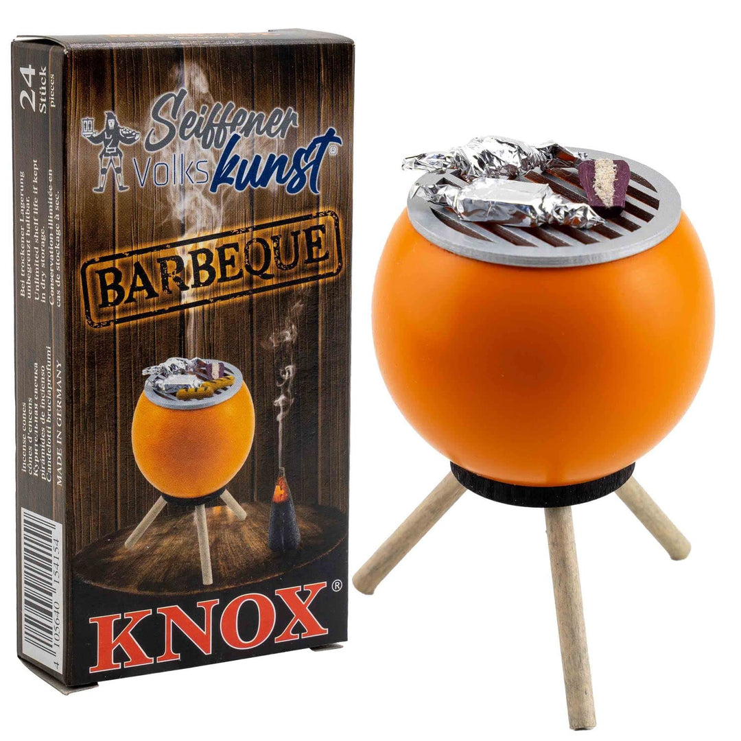 Seiffener Volkskunst | Räucherofen Grillofen | Räucherfigur 10 cm | Grill + Räucherkerzen BBQ | Räuc