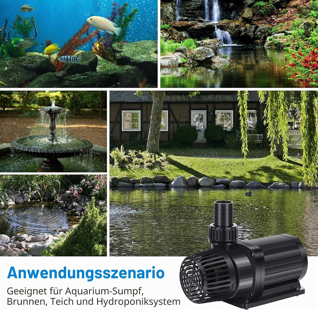 Forever Speed ECO Teichpumpe Filterpumpe Bachlaufpumpe für den Gartenteich 10000L/H 90W, 10000L/H