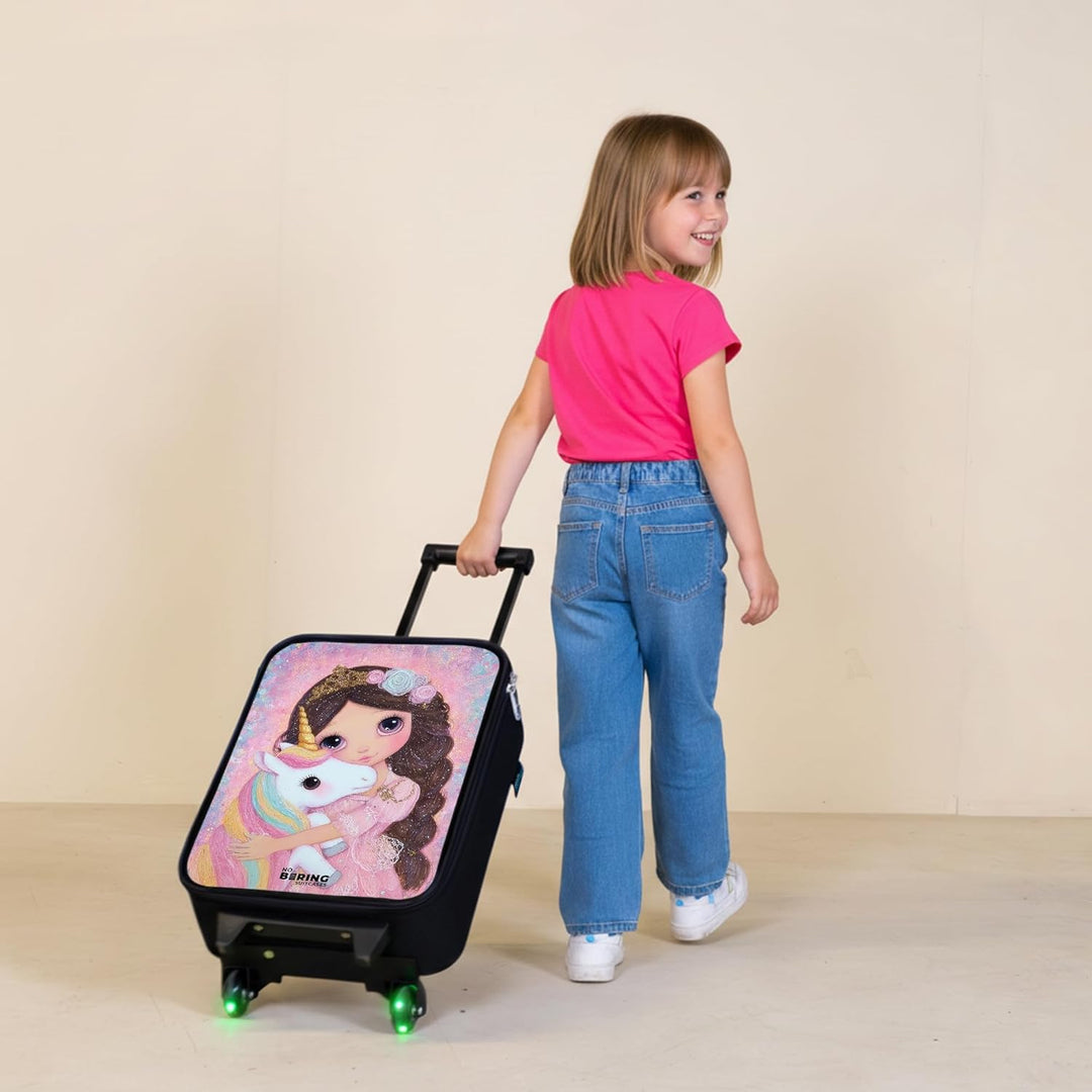 NoBoringSuitcases.com® Kinderkoffer Klein 48x31x19 cm Reisekoffer Kleiner Kinder Koffer mit LED Roll