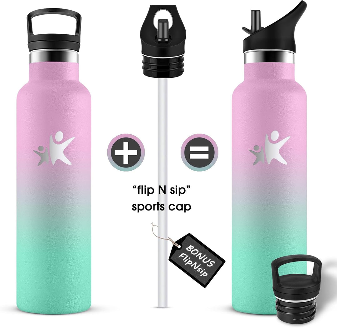 KollyKolla Thermoskanne 750ml, Thermosflasche mit Strohhalm, Kohlensäure Geeignet, Vakuum Edelstahl