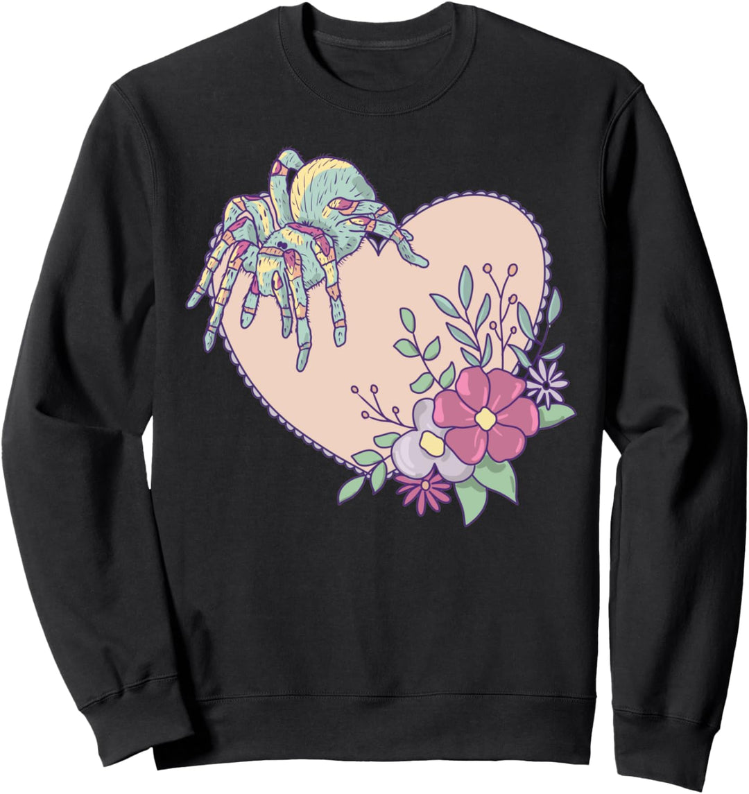 Niedliche Tarantelspinne mit Herz und Blumen Sweatshirt