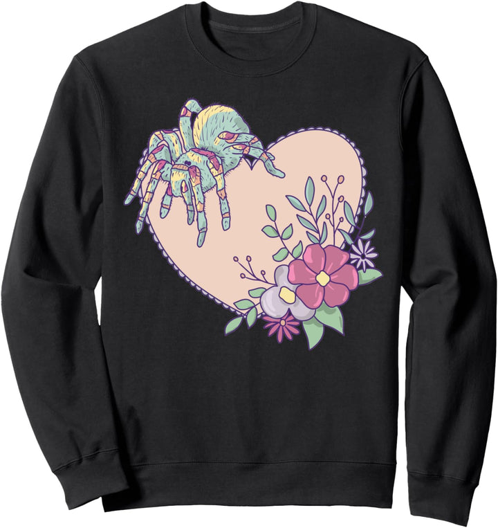 Niedliche Tarantelspinne mit Herz und Blumen Sweatshirt