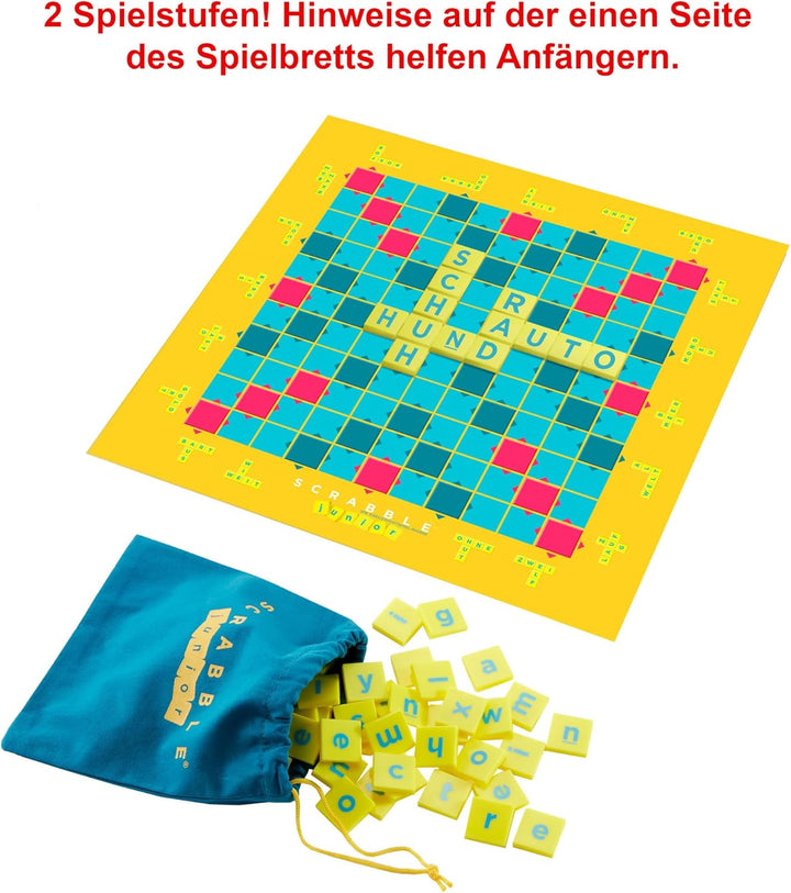 Mattel Games Scrabble Junior Wörterspiel und Kinderspiel, Kinderspiele Brettspiele geeignet für 2 -