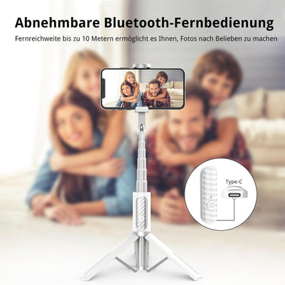 ATUMTEK Bluetooth Selfiestick Stativ, Mini Erweiterbar 3 in 1 Selfie Stange aus Aluminium mit Kabell