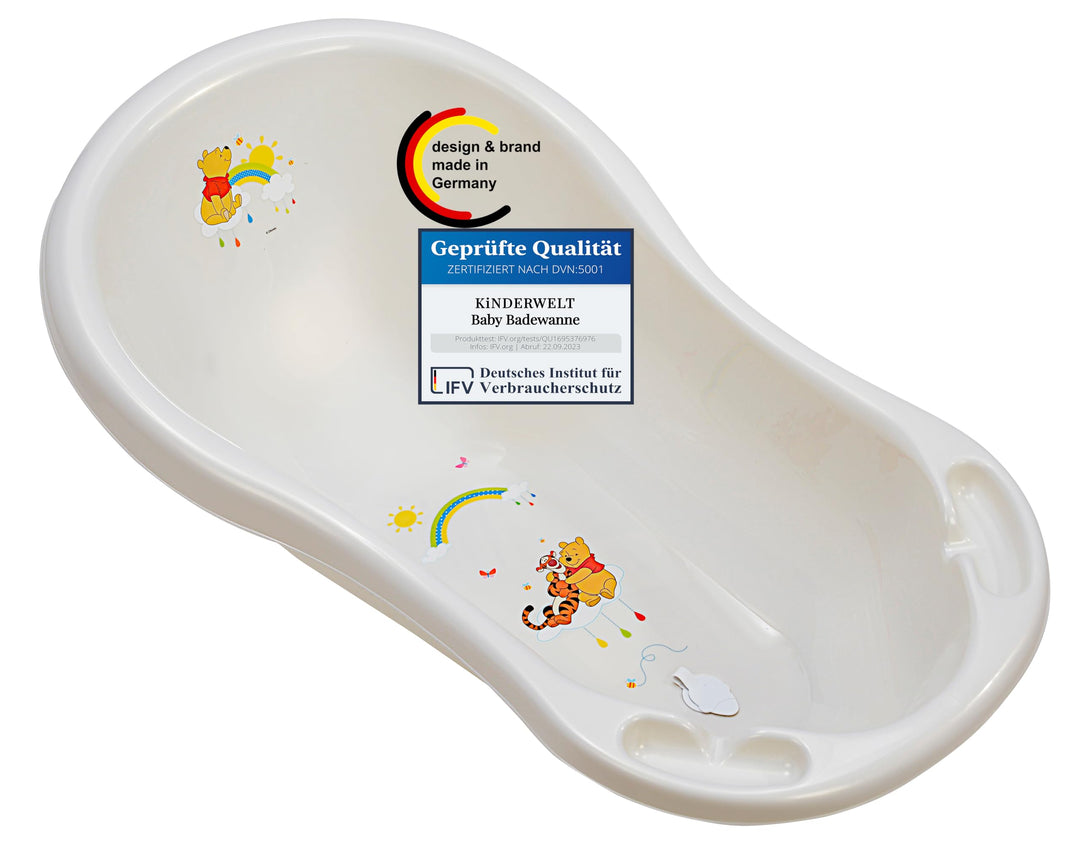 KiNDERWELT Babywanne 84 cm - Baby Badewanne mit Winnie Pooh Motiv - BPA-Frei - Wanne zum Baden für B