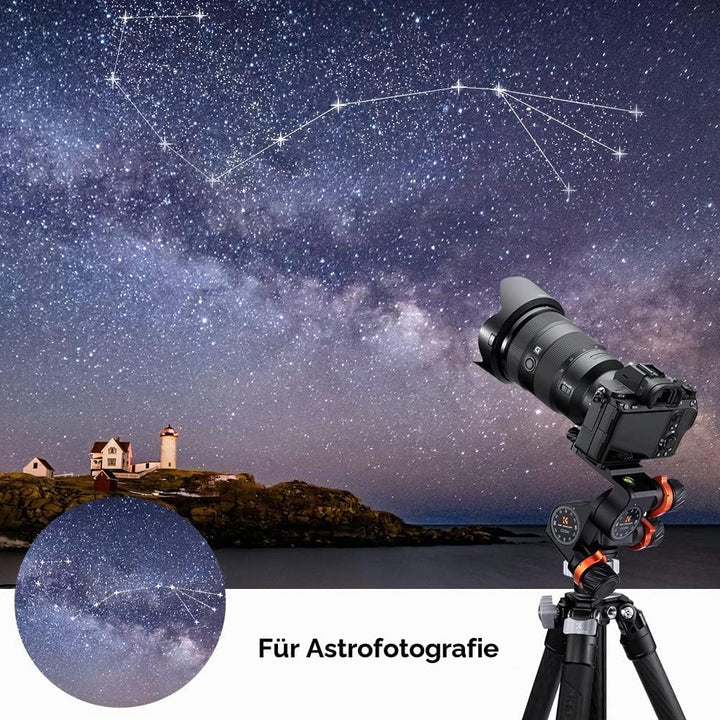 K&amp;F Concept 3-Wege-Neiger, Geared Tripod Head, CNC Process Aluminum Alloy Getriebeneiger für Kameras