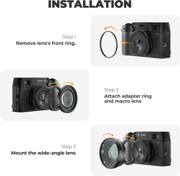 Freewell 2-in-1 Weitwinkel- & Makro-Objektiv kompatibel mit Fuji X100VI/X100V - Vielseitiges Design,