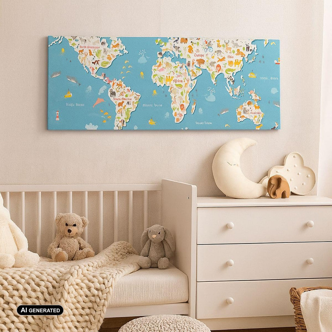 Wandbilder Dekoration Wohnzimmer Geographie Globus Grafik Illustration Bilder auf Leinwand 120x50cm