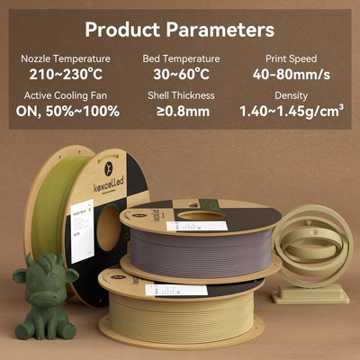 Matte PLA 2,85mm Filament, kexcelled 3D Drucker Filament +/- 0,03 mm, 2kg Spule (4,4lbs), Papprolle,