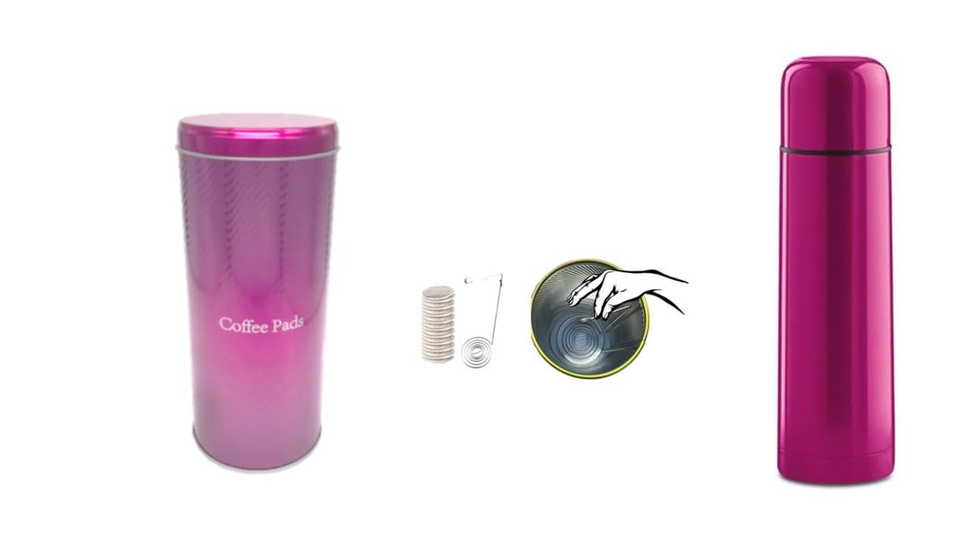 Kaffeepad-Dose pink mit Padlifter